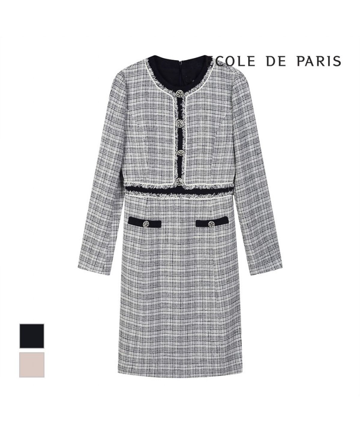 에꼴드파리(ECOLEDEPARIS) 라운드넥 트위드 원피스_RB32WOAE06Z
