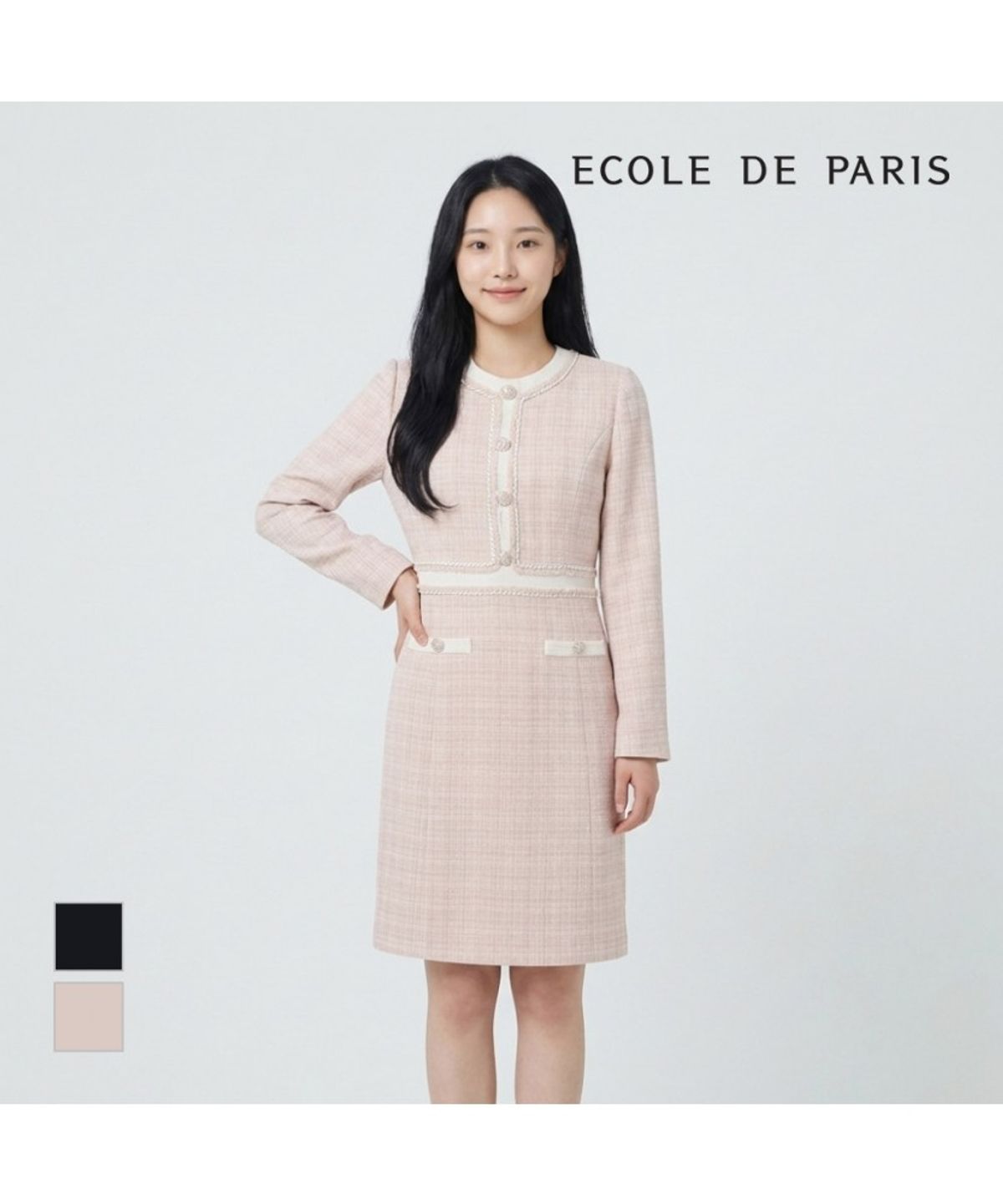 에꼴드파리(ECOLEDEPARIS) 라운드넥 트위드 원피스_RB32WOAE06Z
