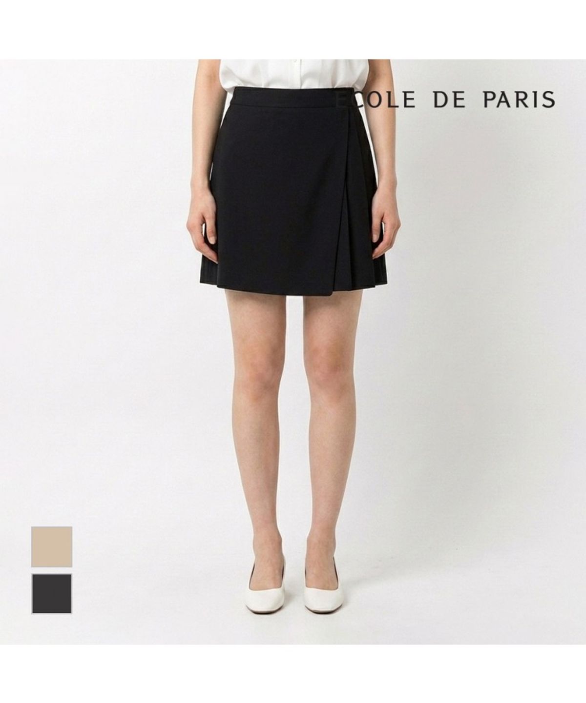 에꼴드파리(ECOLEDEPARIS) 언발플리츠 미니 스커트_RB32WSCM30Z