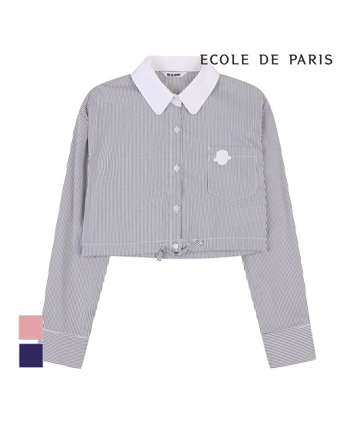 에꼴드파리(ECOLEDEPARIS) 스트라이프 크롭기장 셔츠_RB33WBBM32Z