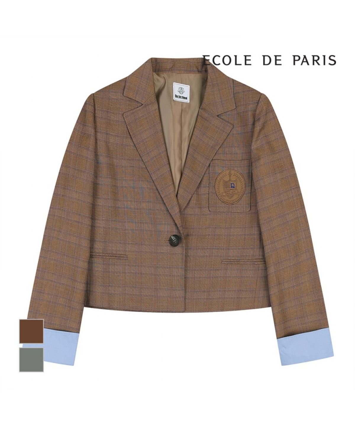 에꼴드파리(ECOLEDEPARIS) 소매배색 체크 자켓_RB33WJCM33Z