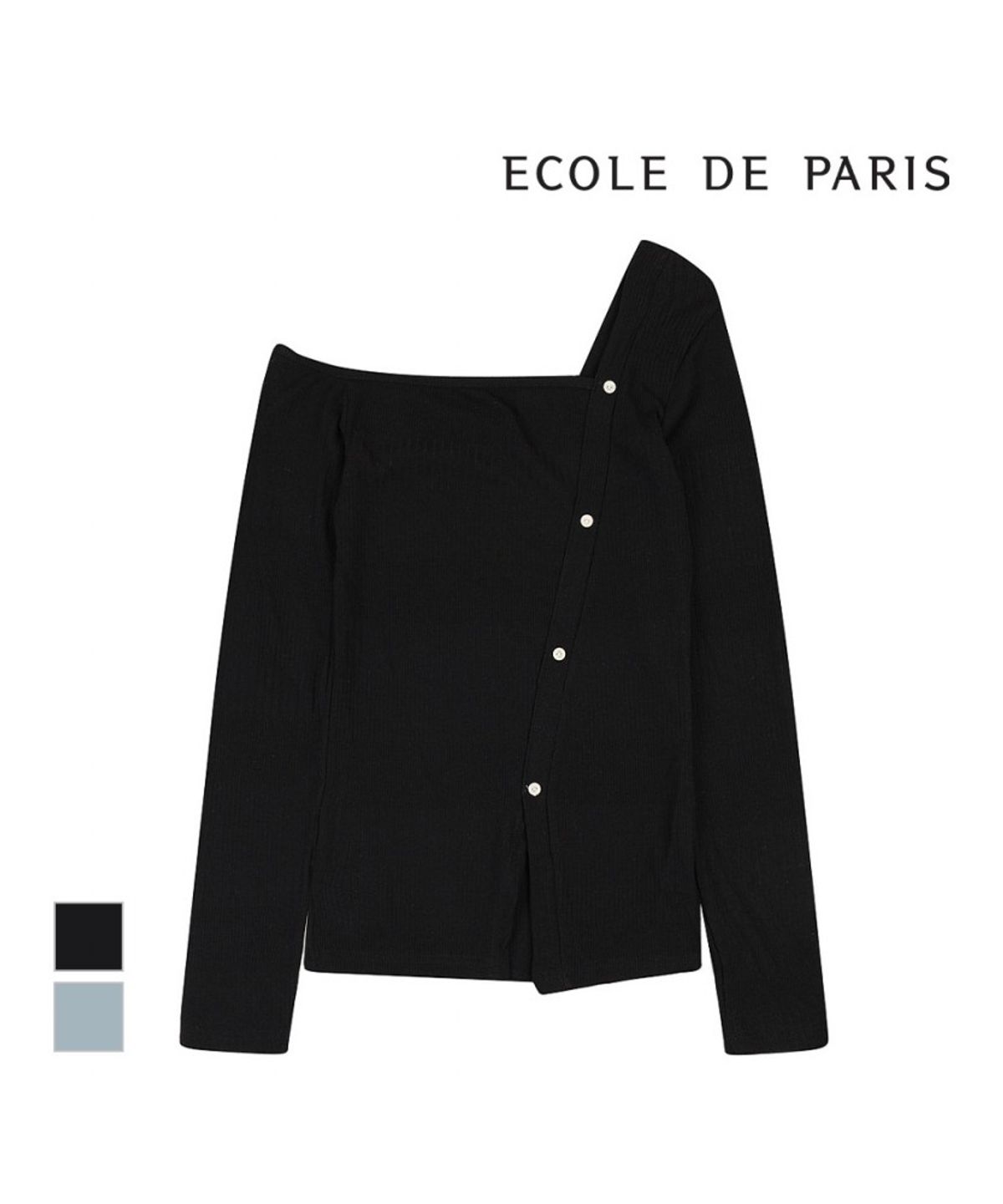에꼴드파리(ECOLEDEPARIS) 언발 단추 니트_RB34KKBM67Z