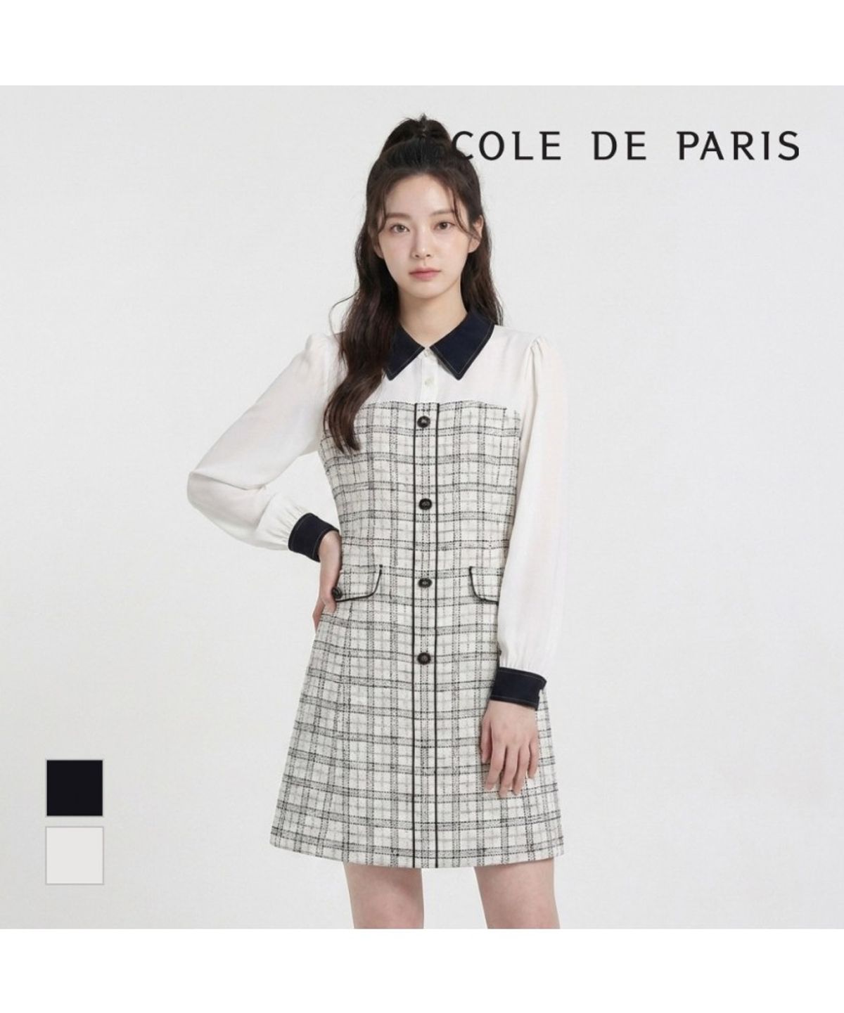 에꼴드파리(ECOLEDEPARIS) 체크 배색디자인 원피스_RB34WOAM10Z
