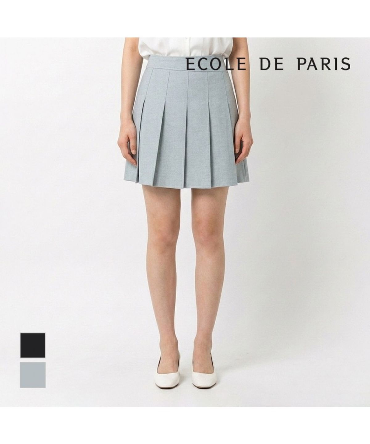 에꼴드파리(ECOLEDEPARIS) 헤링본 사선 주름 스커트_RB34WSAM06Z