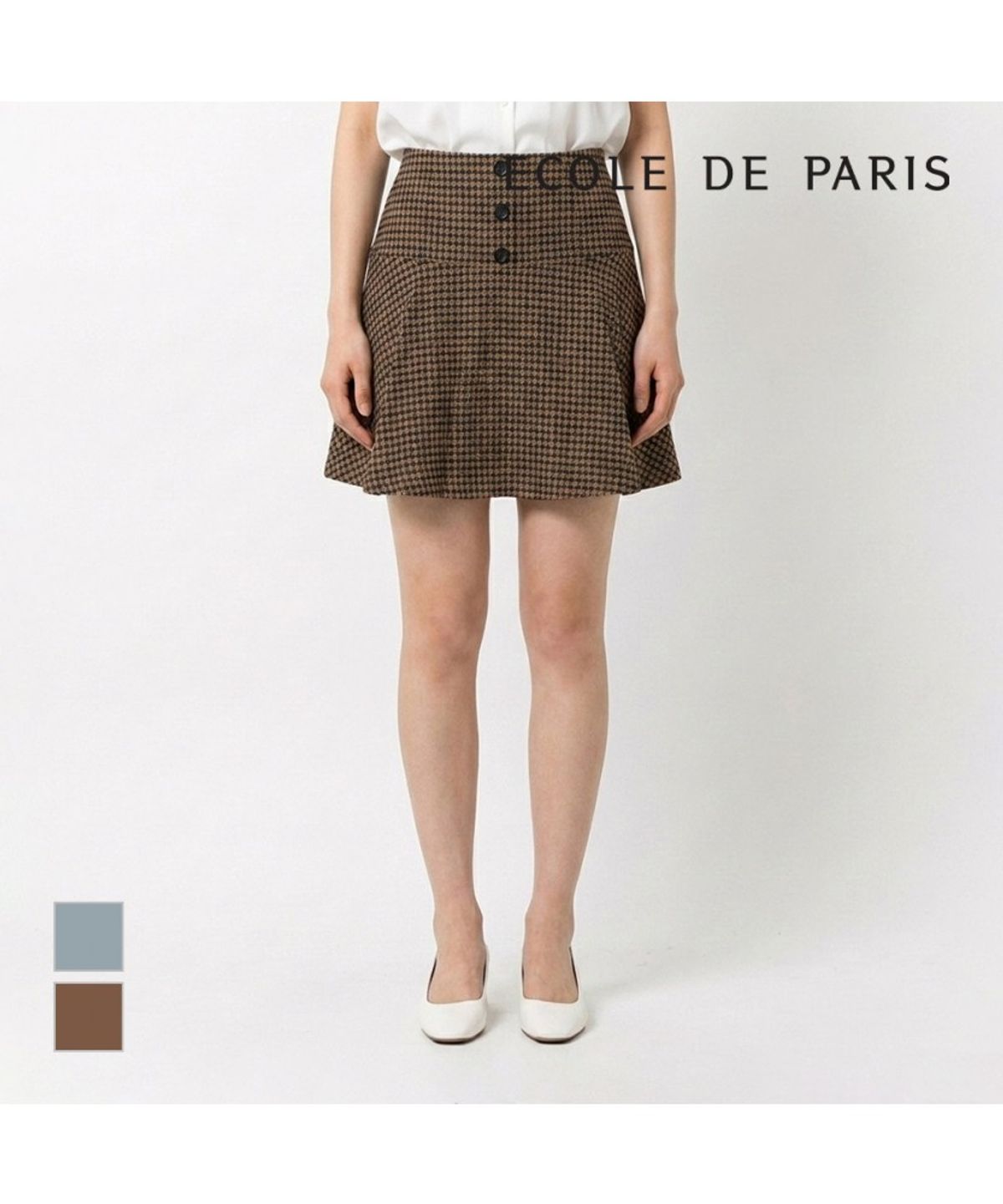 에꼴드파리(ECOLEDEPARIS) 체크플레어 미니 스커트_RB34WSCM33Z