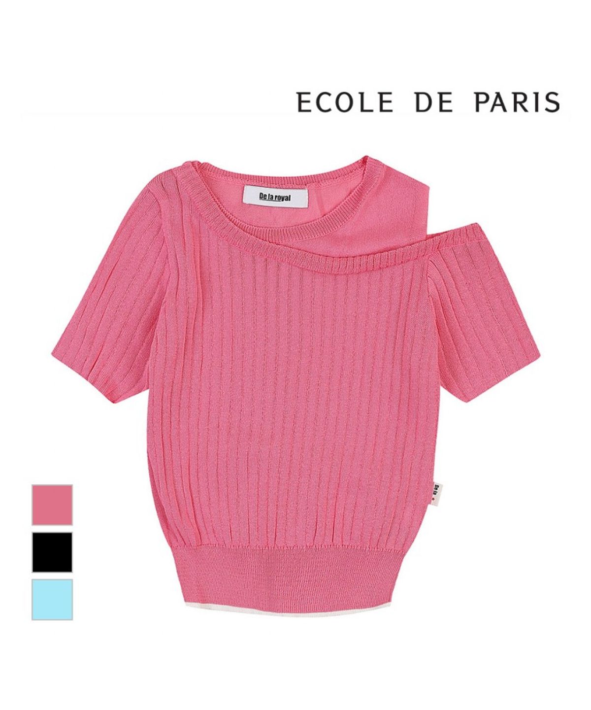 에꼴드파리(ECOLEDEPARIS) 어깨트임 반팔 니트_RB35KKCM37Z