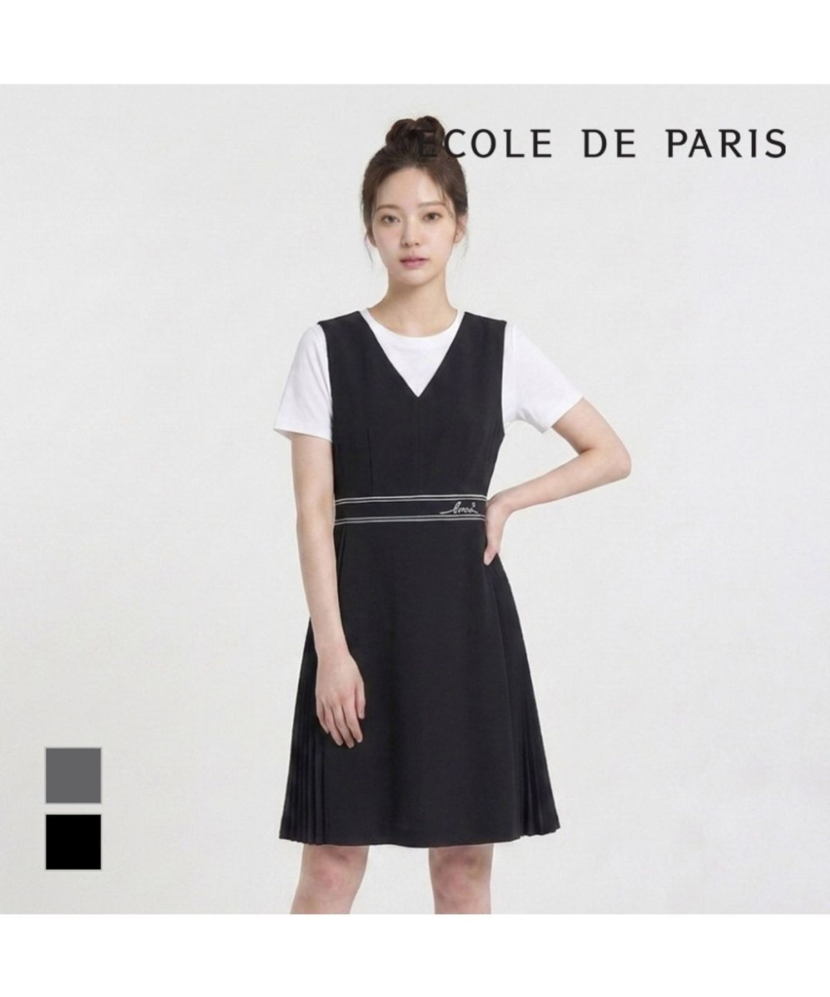 에꼴드파리(ECOLEDEPARIS) 밑단 플리츠 주름 민소매 원피스_RB35WOAM13Z