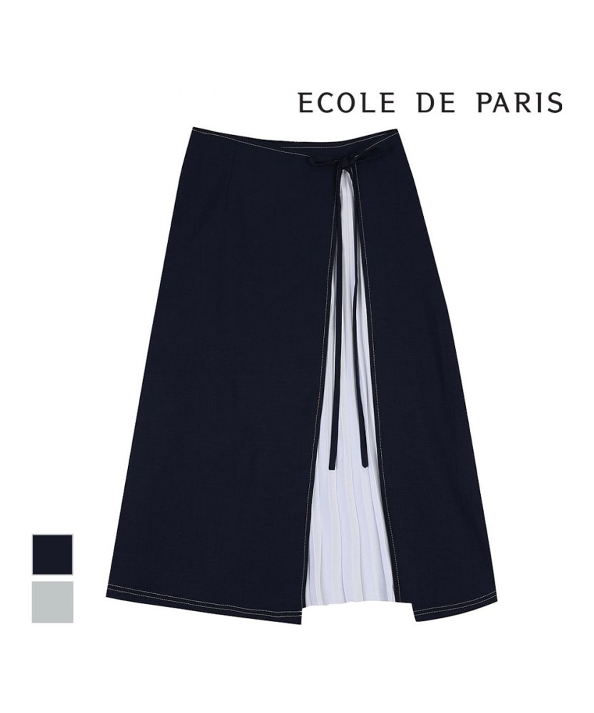 에꼴드파리(ECOLEDEPARIS) 배색 랩스커트_RB35WSAM07Z