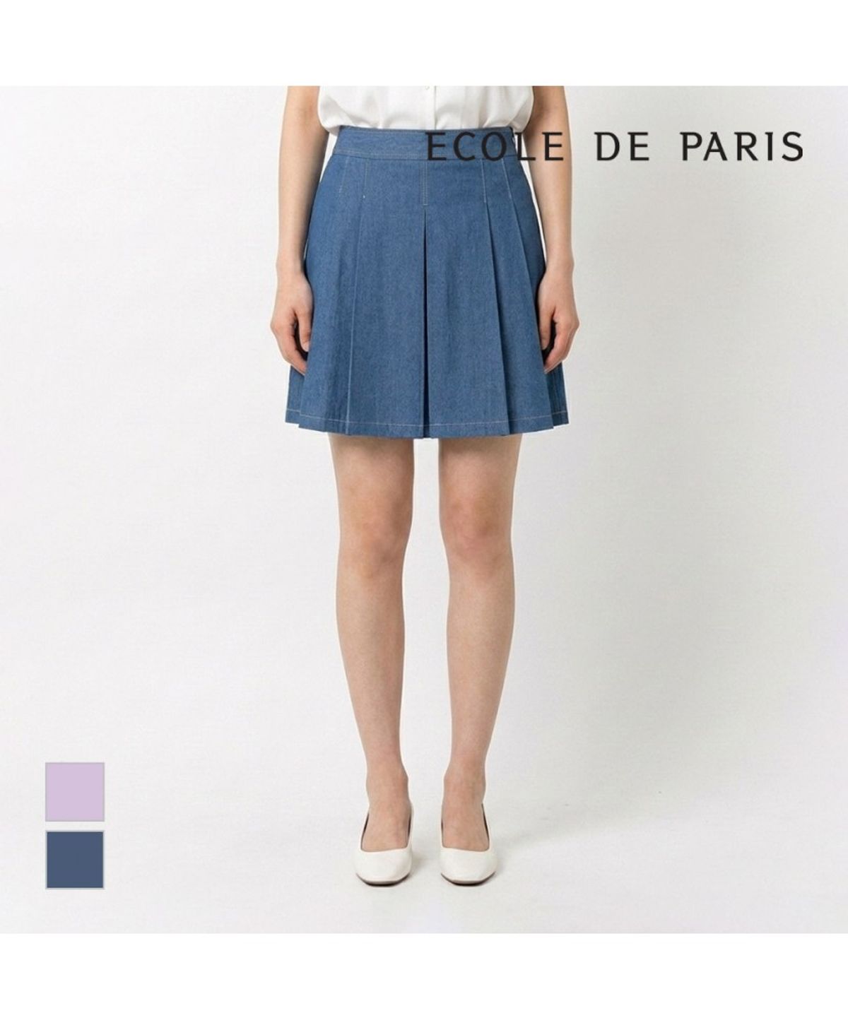 에꼴드파리(ECOLEDEPARIS) 데님 주름 스커트_RB35WSBM38Z