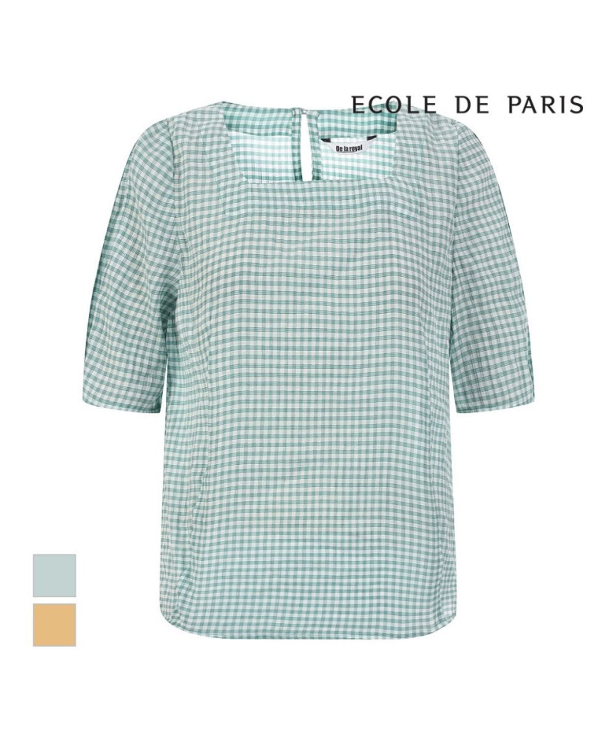 에꼴드파리(ECOLEDEPARIS) 체크패턴 반팔 블라우스_RB36WBAM13Z