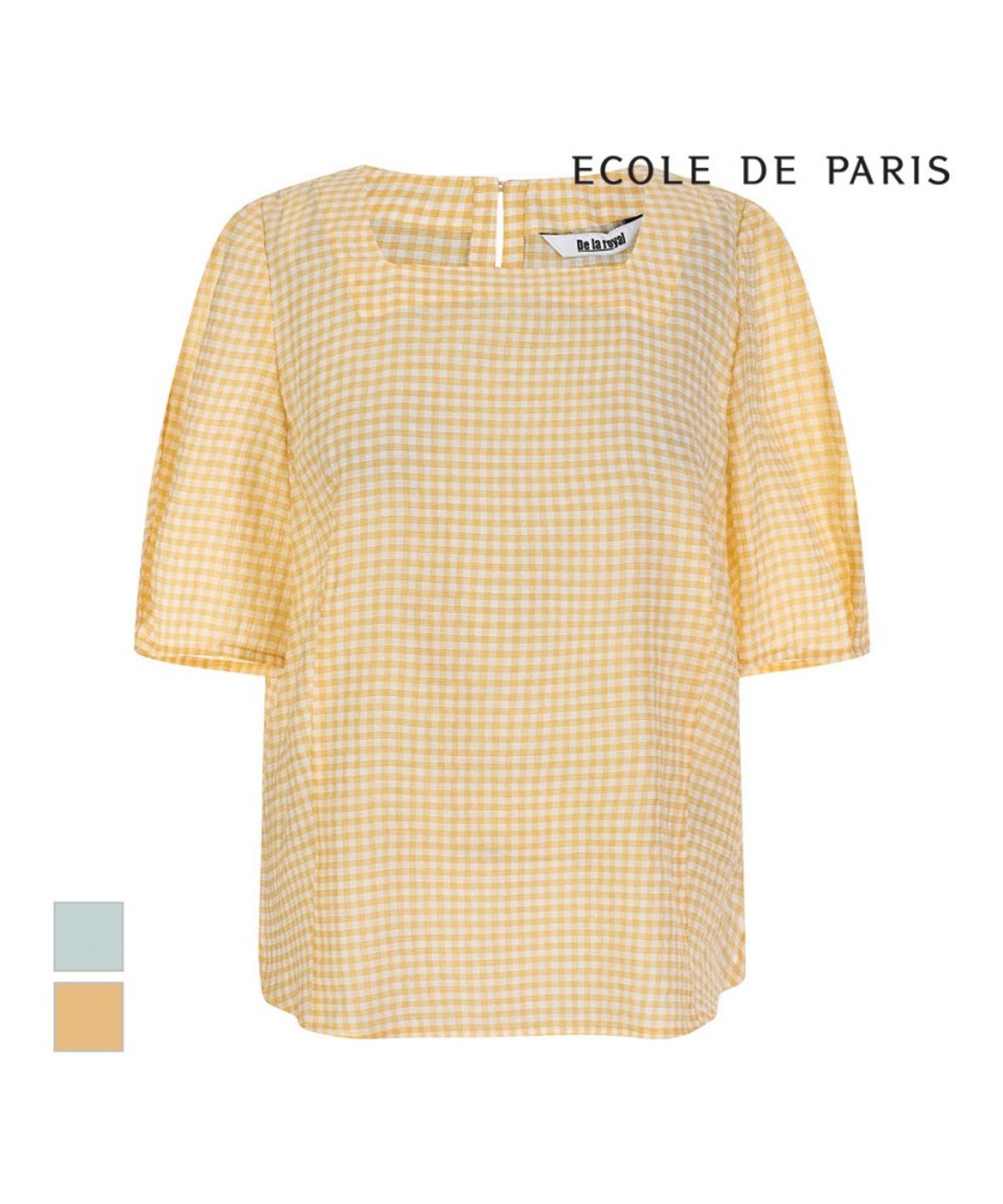 에꼴드파리(ECOLEDEPARIS) 체크패턴 반팔 블라우스_RB36WBAM13Z