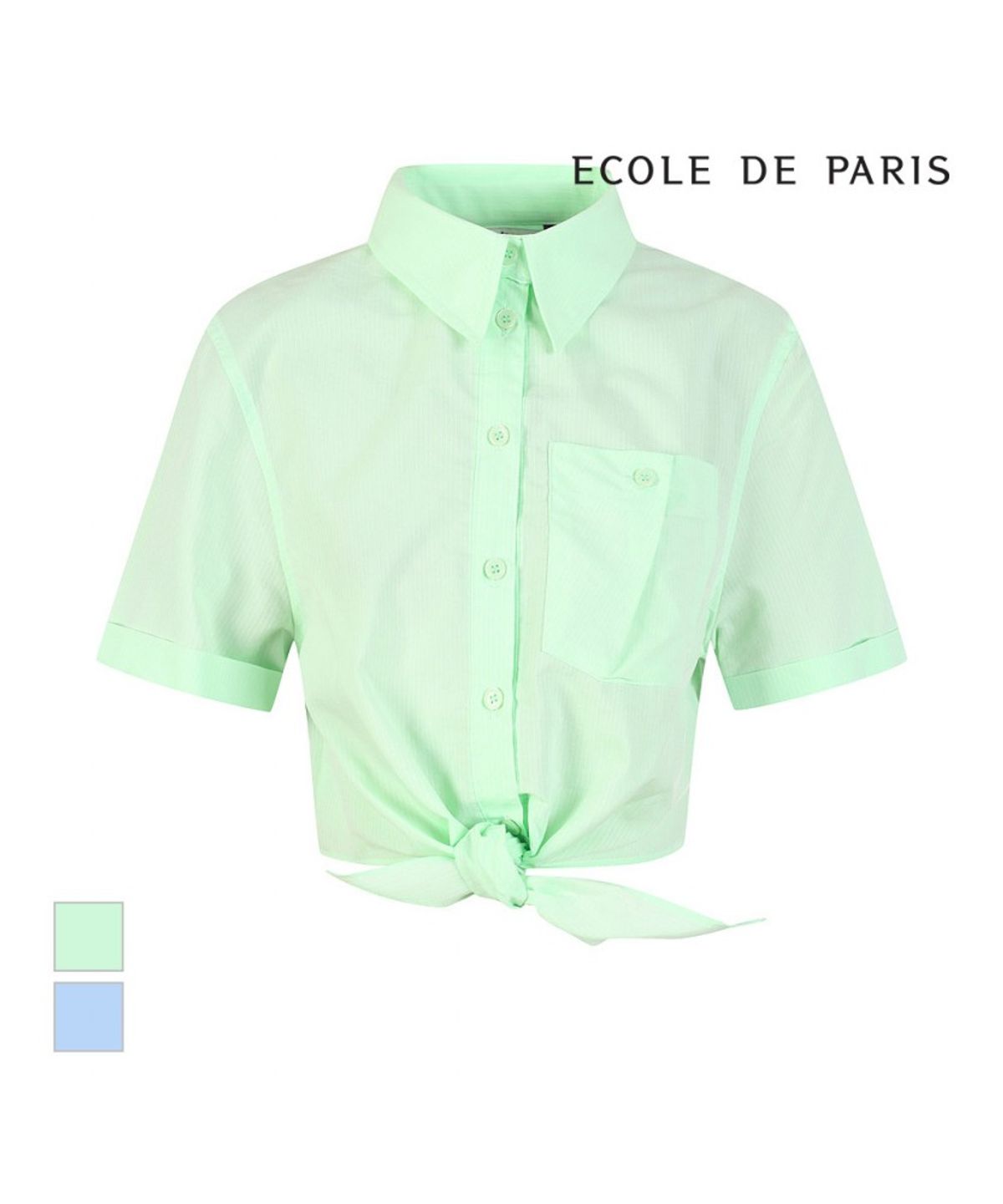 에꼴드파리(ECOLEDEPARIS) 밑단 묶음 반팔블라우스_RB36WBBM30Z