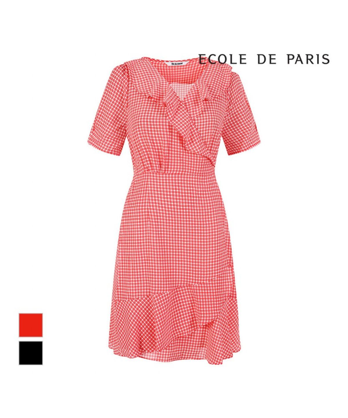 에꼴드파리(ECOLEDEPARIS) 랩스타일 체크프릴원피스_RB36WOCM37Z