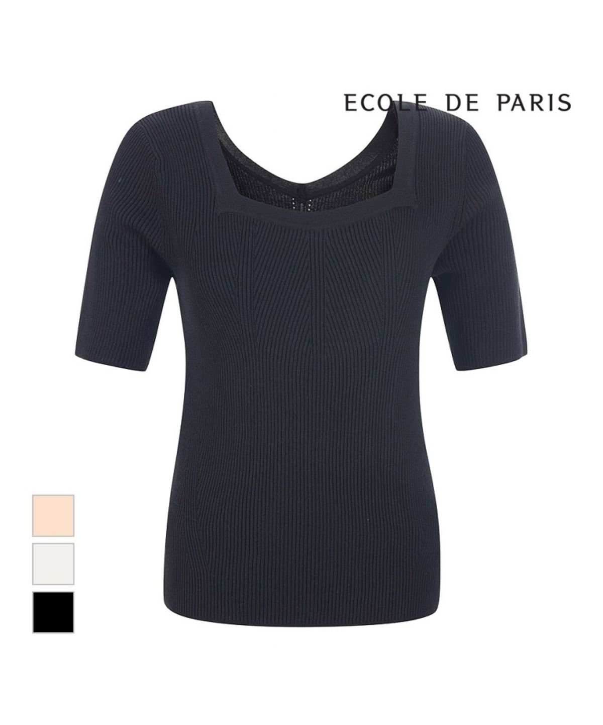 에꼴드파리(ECOLEDEPARIS) 스퀘어넥 반팔니트_RB37KKCP40Z
