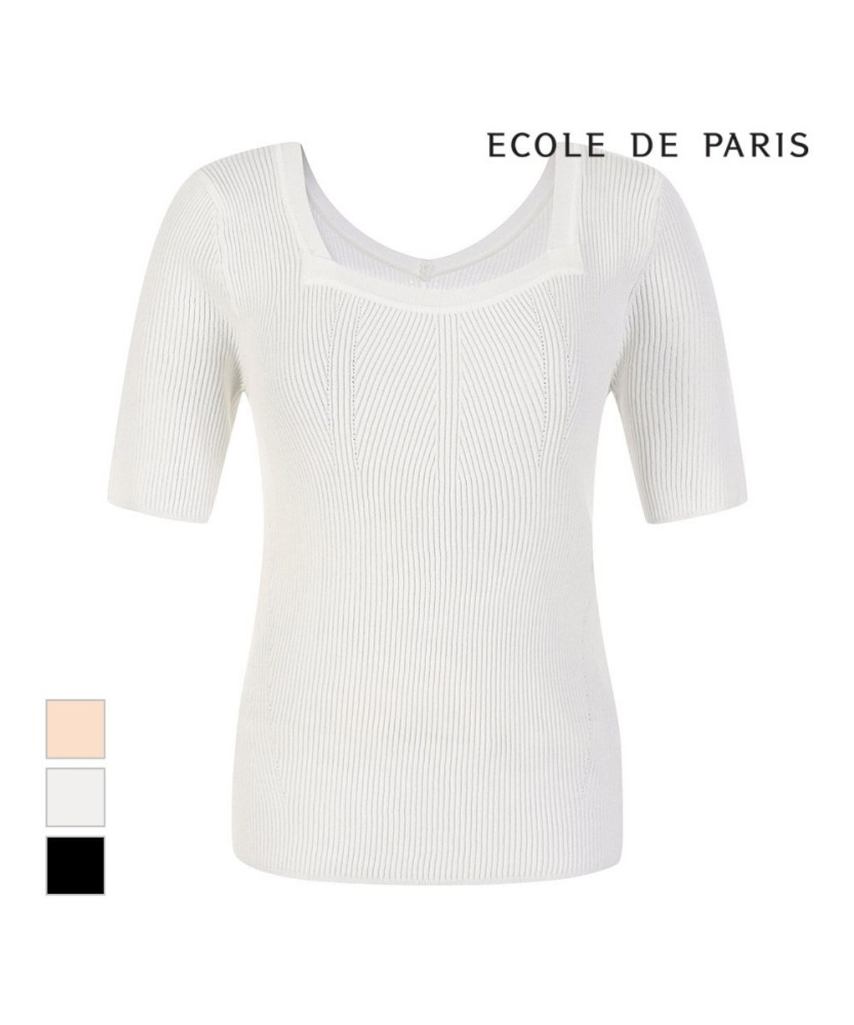 에꼴드파리(ECOLEDEPARIS) 스퀘어넥 반팔니트_RB37KKCP40Z