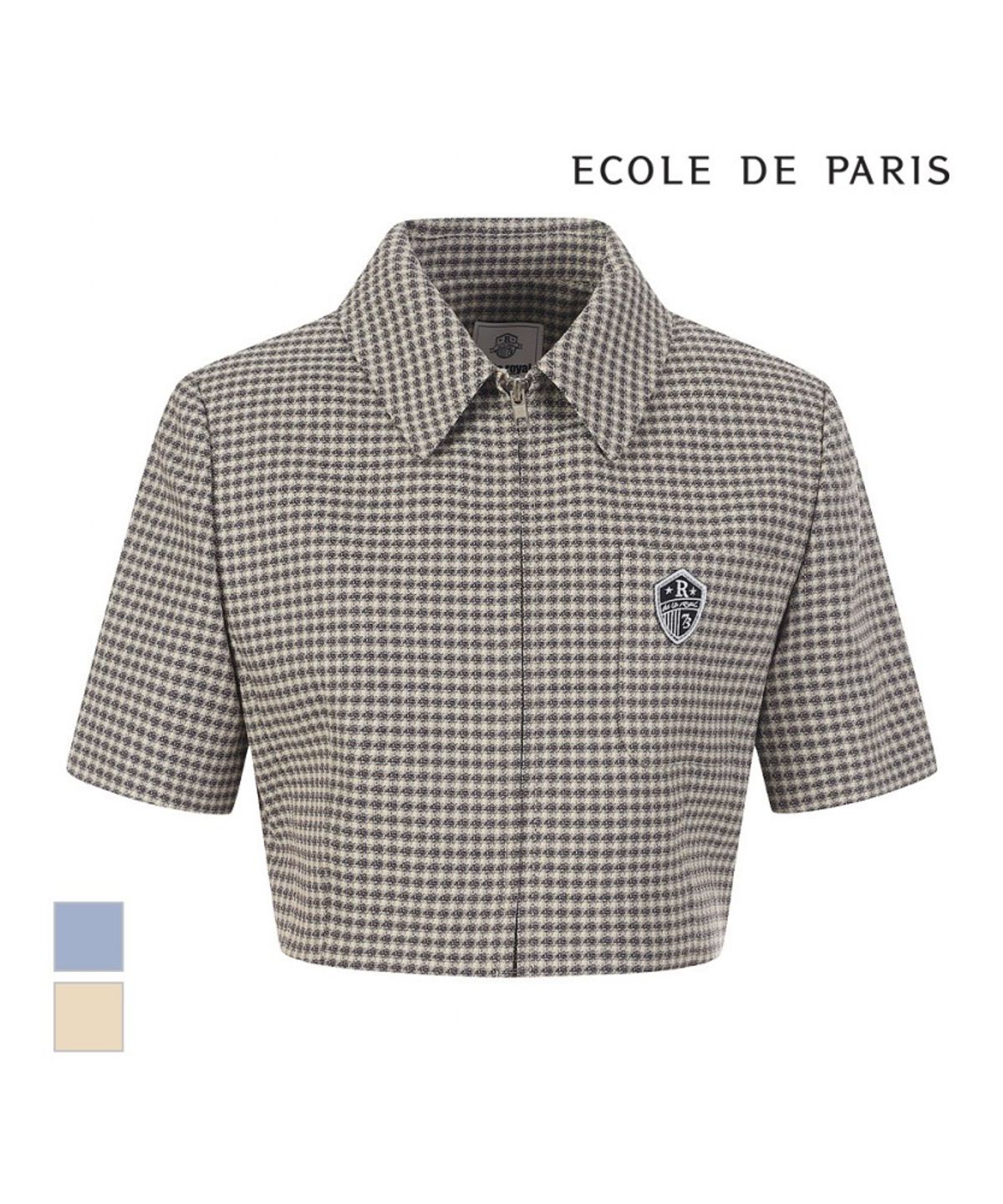 에꼴드파리(ECOLEDEPARIS) 카라 크롭체크자켓_RB37WJCM37Z