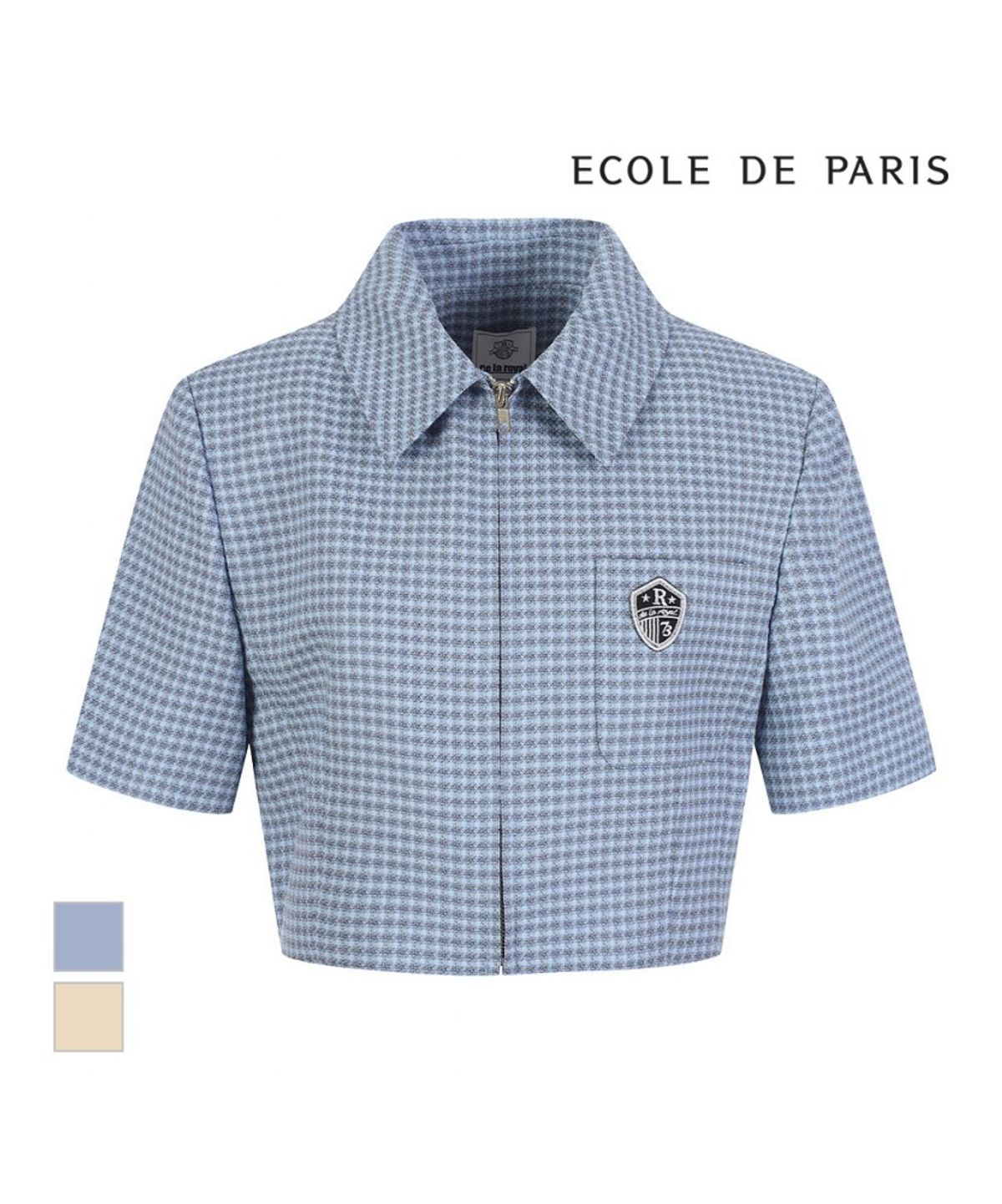 에꼴드파리(ECOLEDEPARIS) 카라 크롭체크자켓_RB37WJCM37Z
