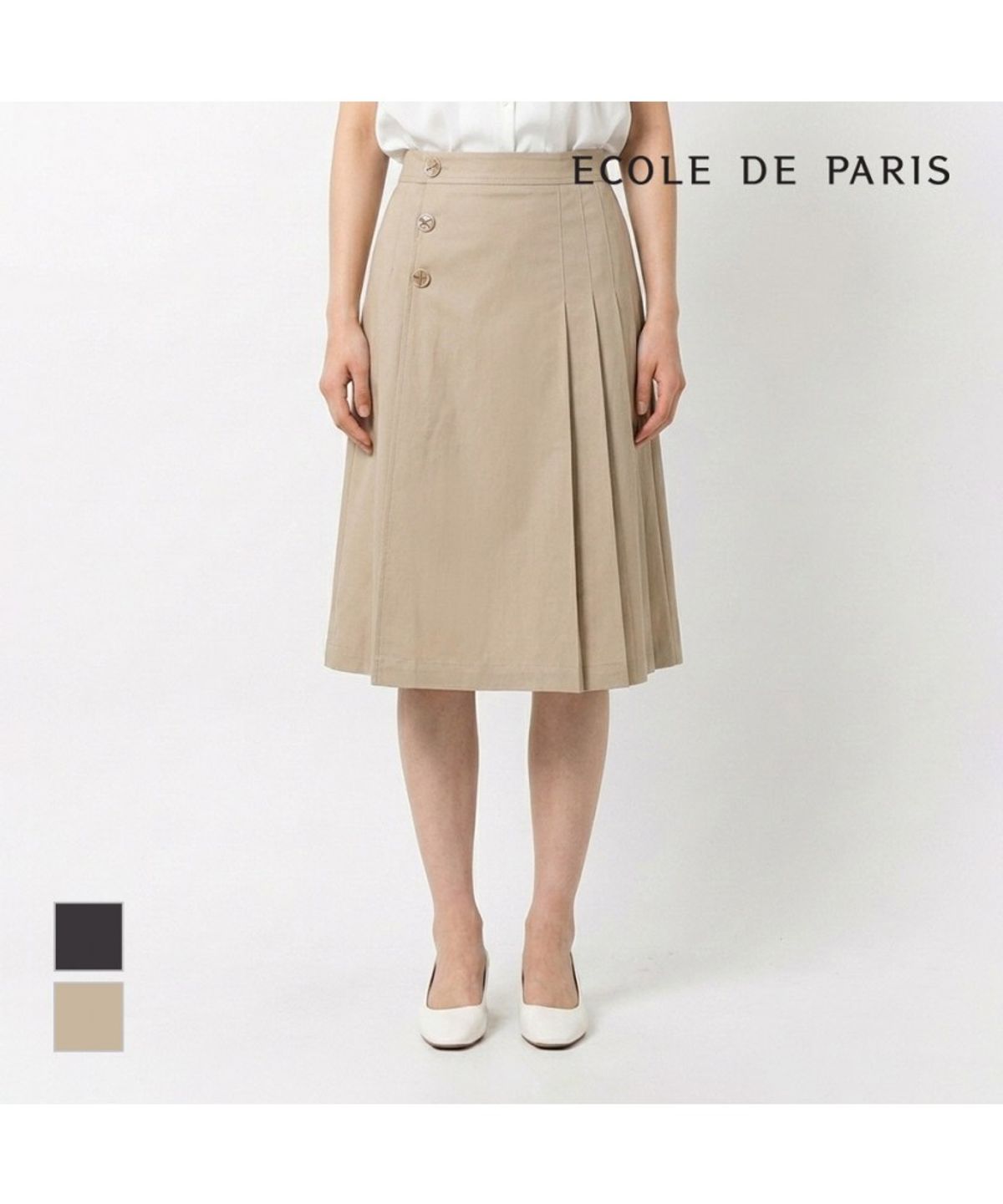 에꼴드파리(ECOLEDEPARIS) 사이드주름A라인스커트_CB25WSC030Z