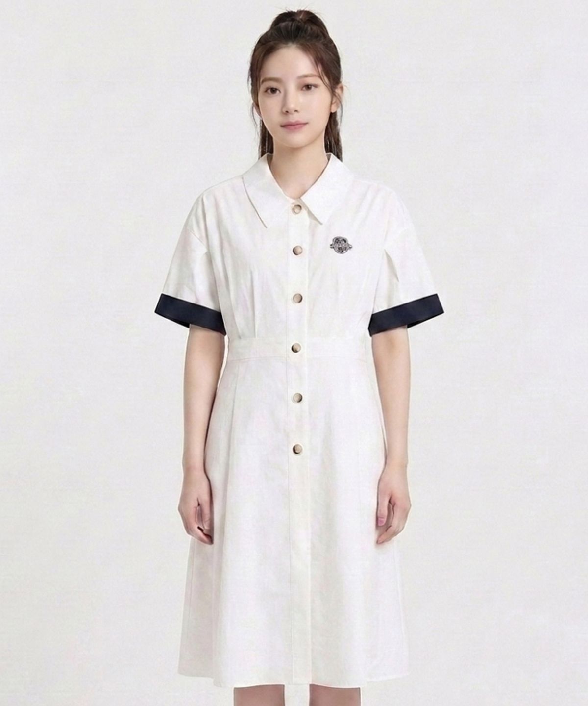 에꼴드파리(ECOLEDEPARIS) 소매배색 반팔카라원피스_RB25WOA024Z