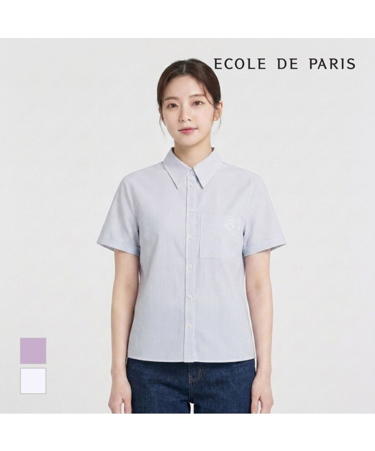 에꼴드파리(ECOLEDEPARIS) 잔ST패턴디자인의 반팔셔츠_RB26WBA019Z