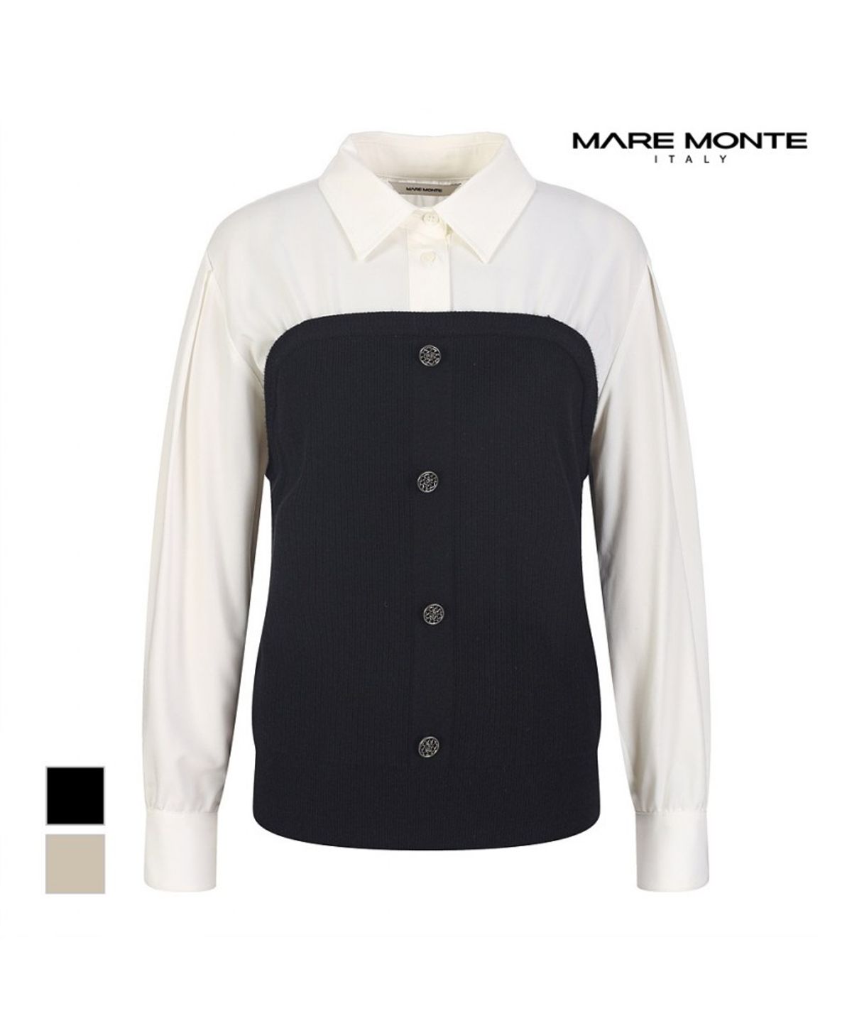 마레몬떼(MAREMONTE) 니트배색 카라 블라우스_M242MBL09S0