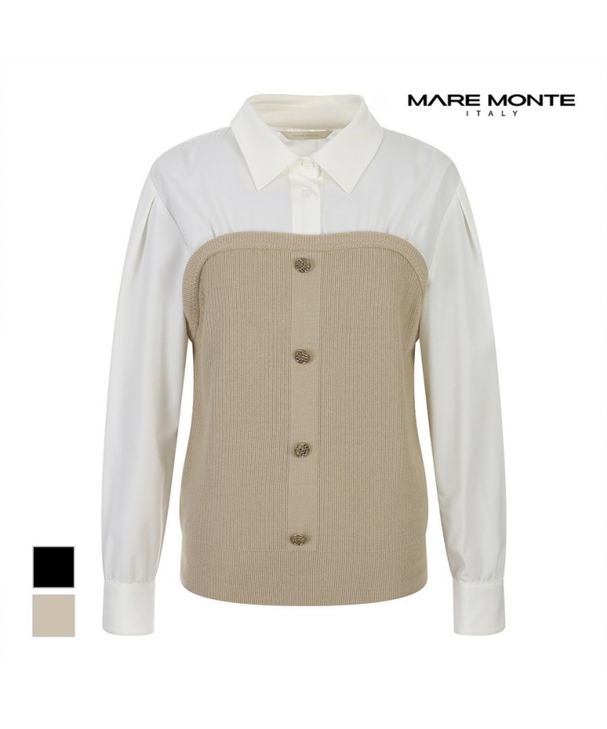 마레몬떼(MAREMONTE) 니트배색 카라 블라우스_M242MBL09S0