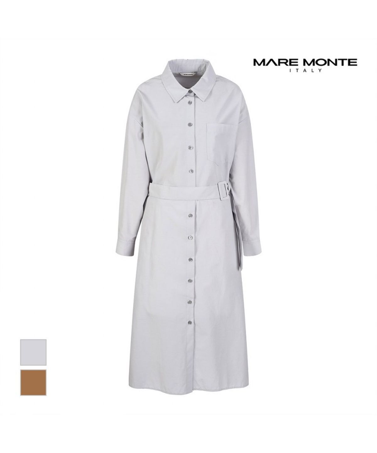 마레몬떼(MAREMONTE) 사이드 플리츠 벨티드 원피스_M243MOP17S0