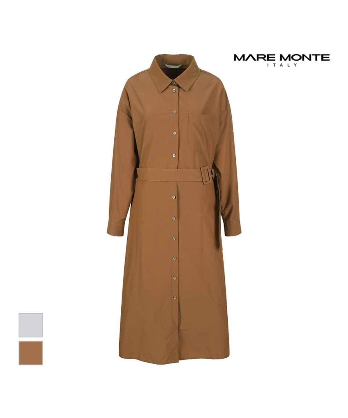 마레몬떼(MAREMONTE) 사이드 플리츠 벨티드 원피스_M243MOP17S0