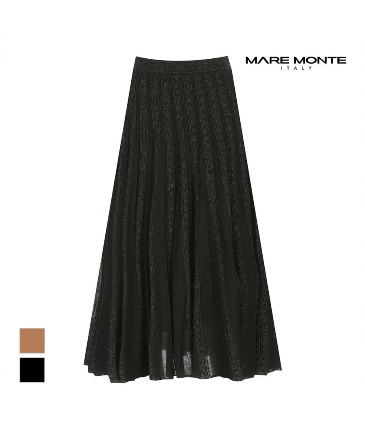 마레몬떼(MAREMONTE) 펀칭 플리츠 니트롱스커트_M215MSK10P0