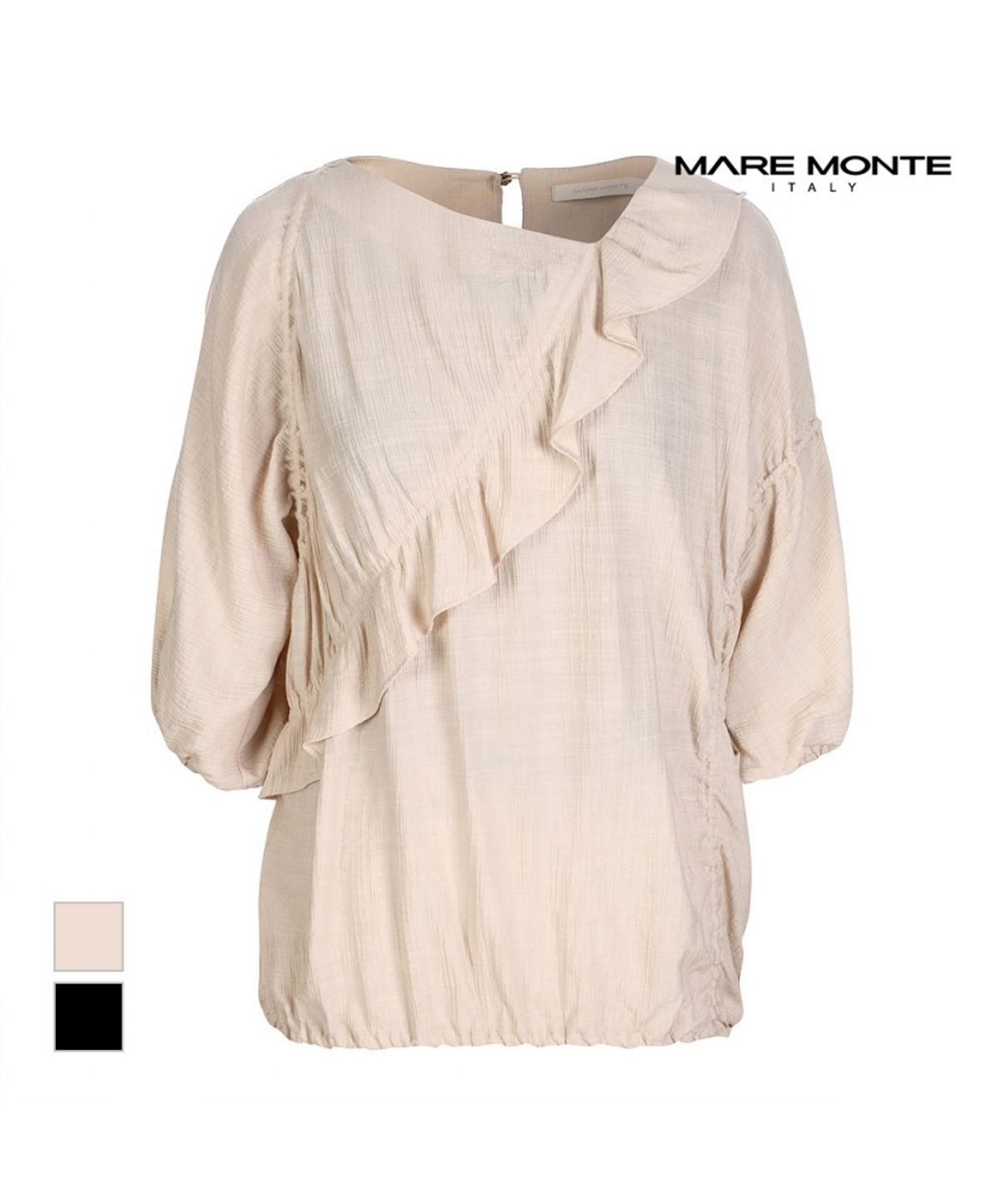 마레몬떼(MAREMONTE) 사선 프릴 디자인 블라우스_M226MBL64S0