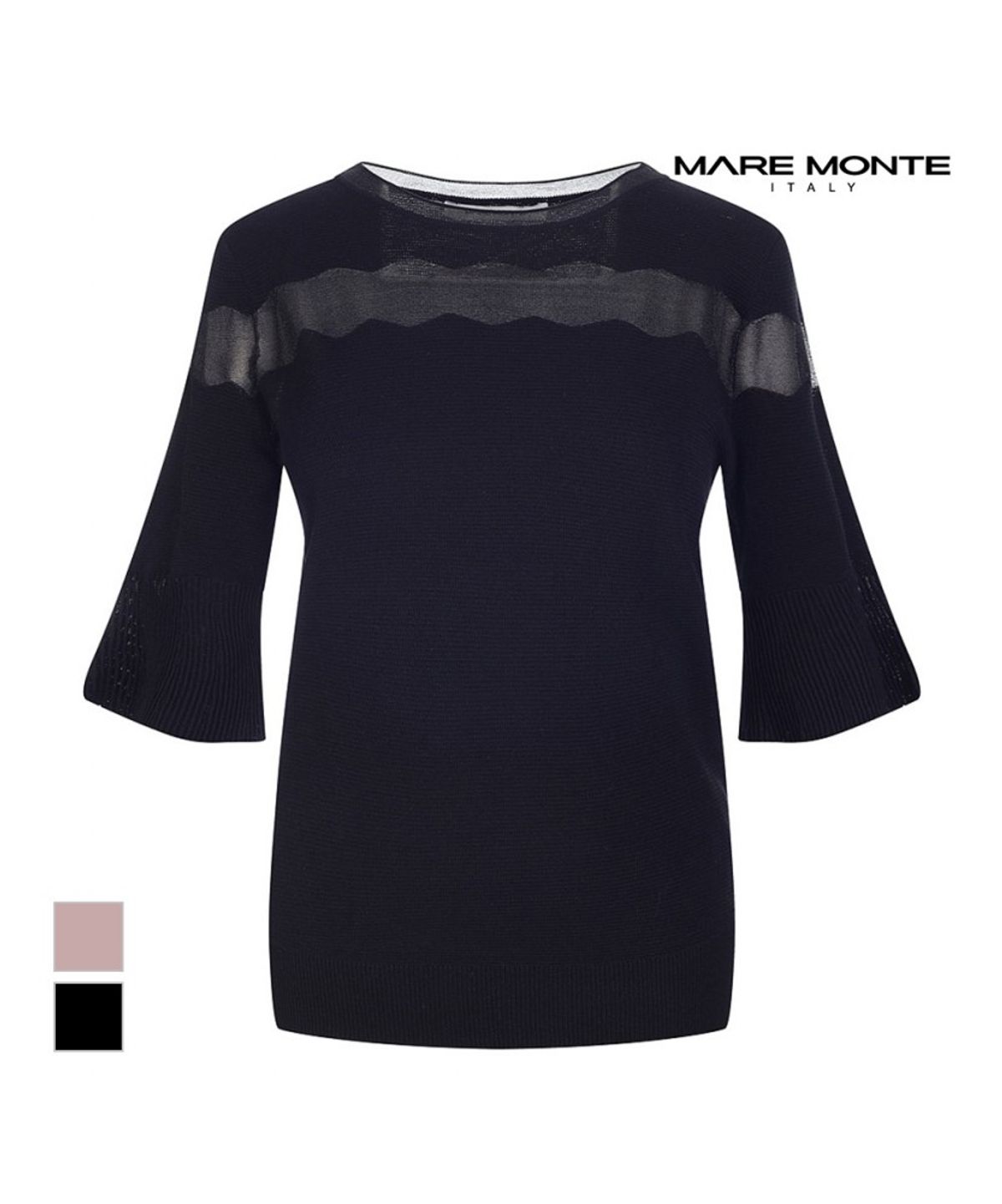 마레몬떼(MAREMONTE) 시스루배색 반팔니트_M225MKT22P0