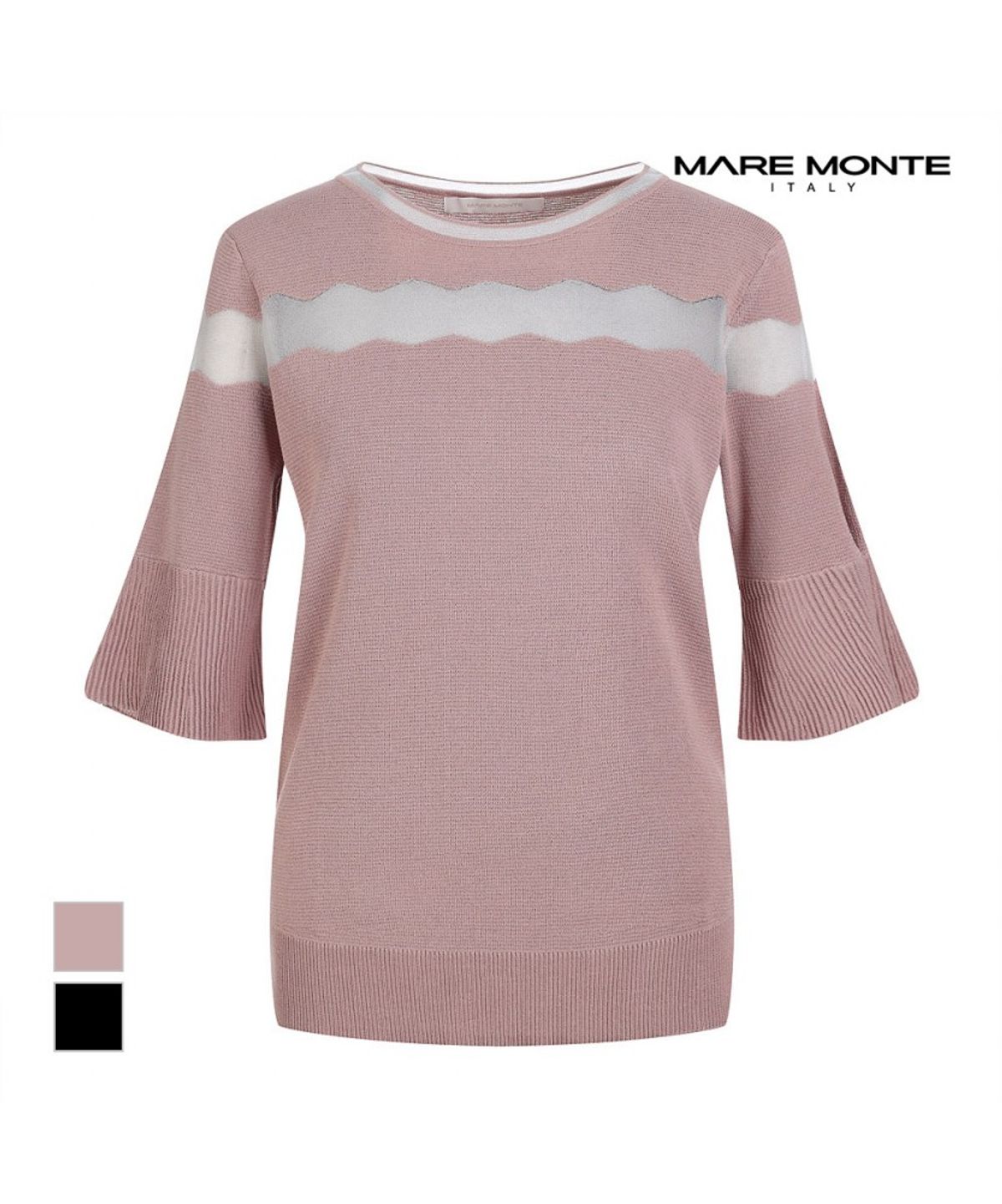 마레몬떼(MAREMONTE) 시스루배색 반팔니트_M225MKT22P0
