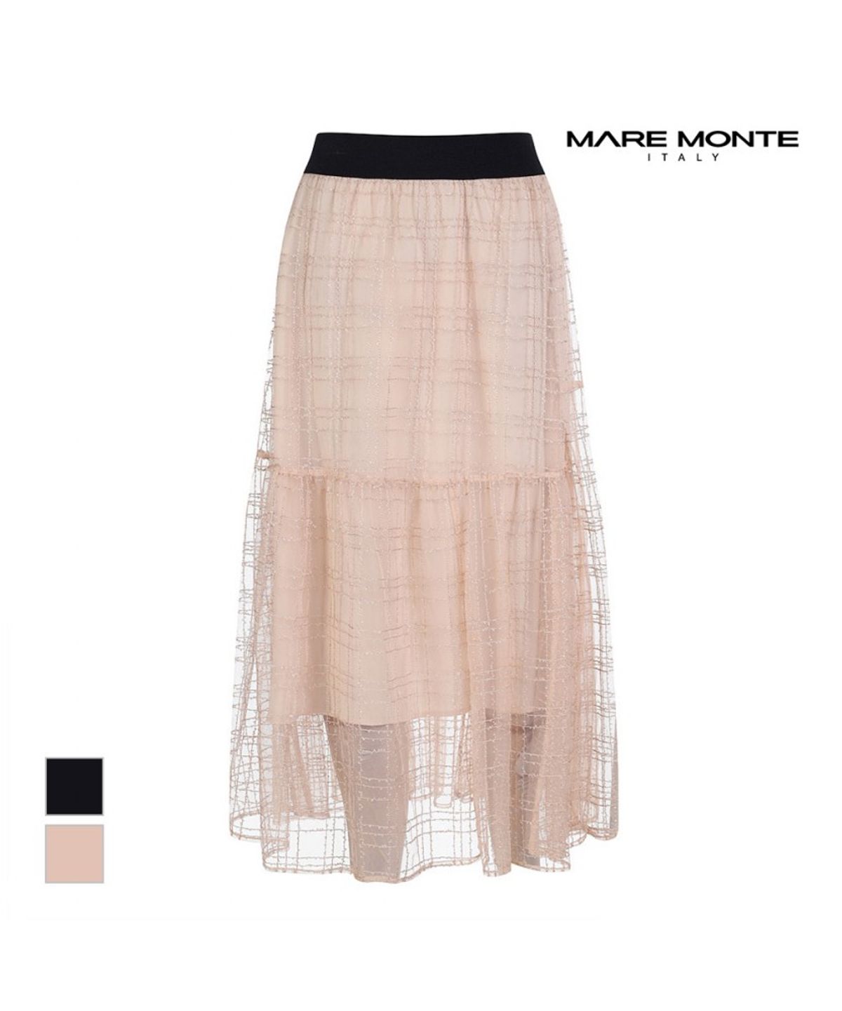 마레몬떼(MAREMONTE) 시스루 배색 롱스커트_M226MSK30S0
