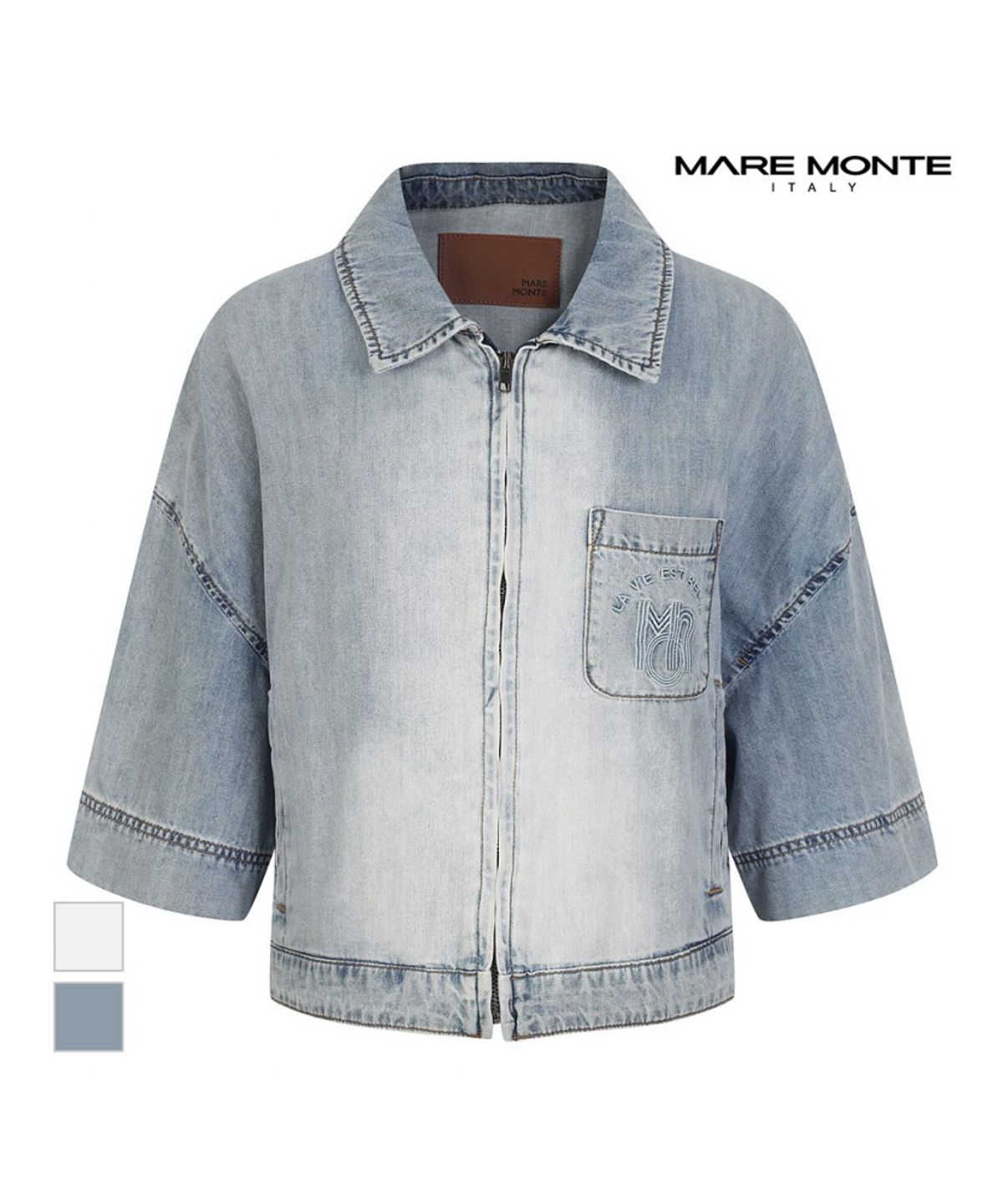 마레몬떼(MAREMONTE) 워싱디자인 데님 자켓_M234MJK10P0