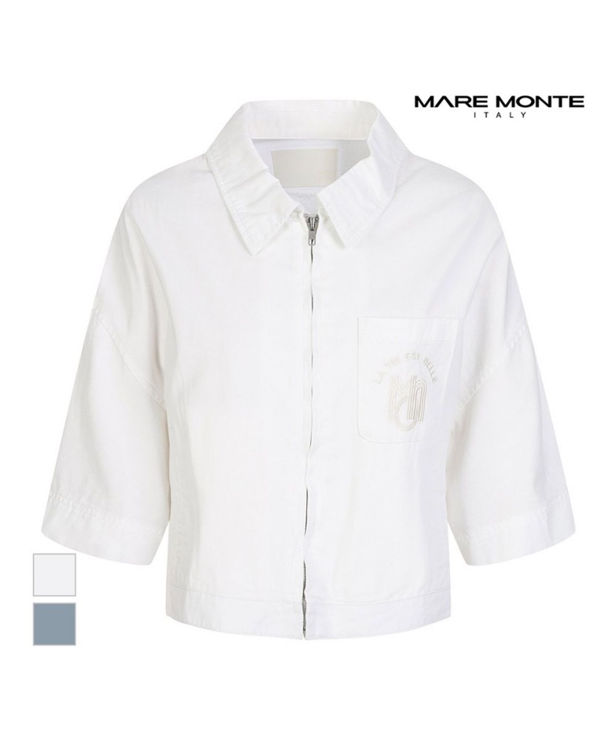 마레몬떼(MAREMONTE) 워싱디자인 데님 자켓_M234MJK10P0