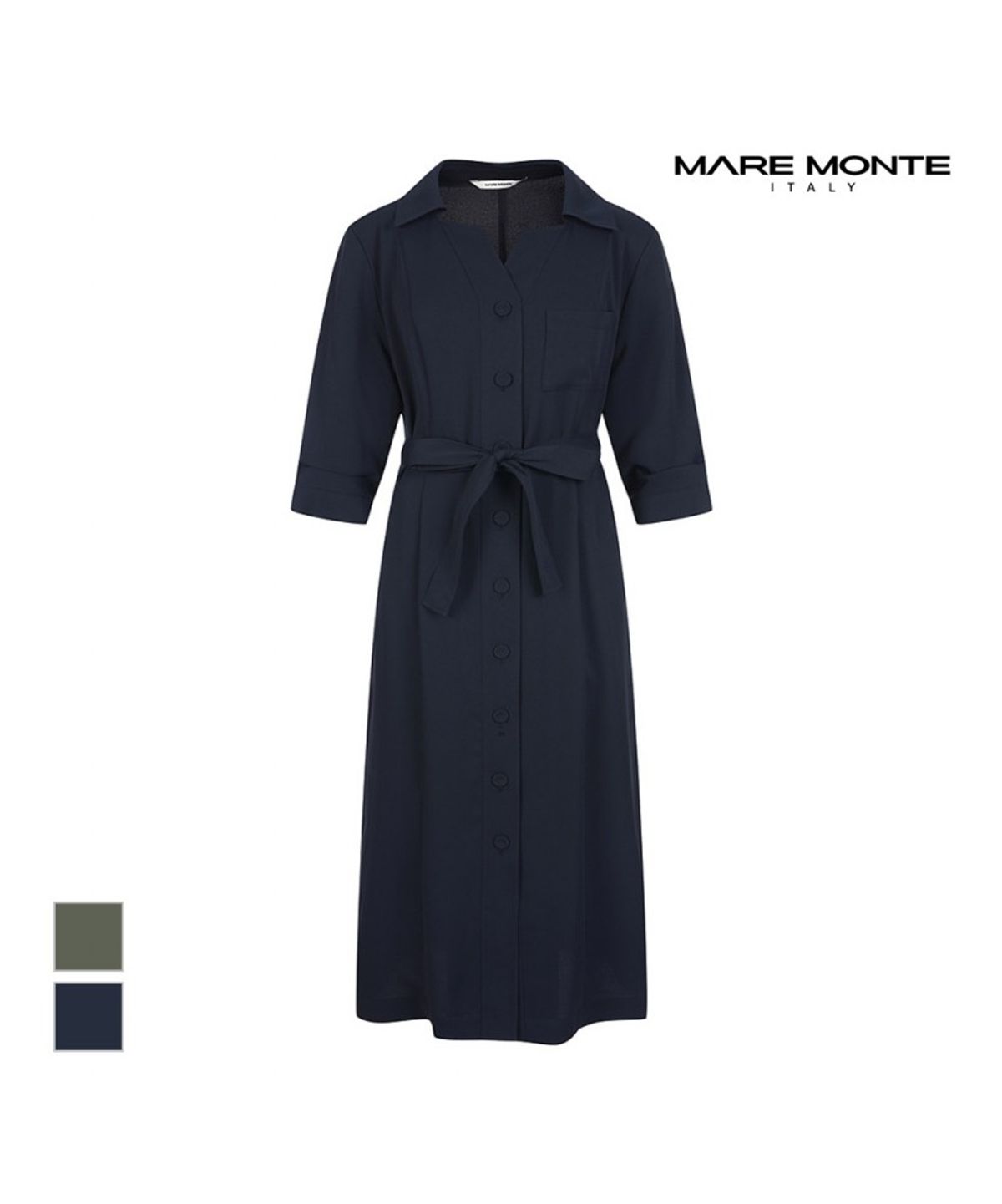 마레몬떼(MAREMONTE) 버튼디자인 벨티드 원피스_M235MOP24S0