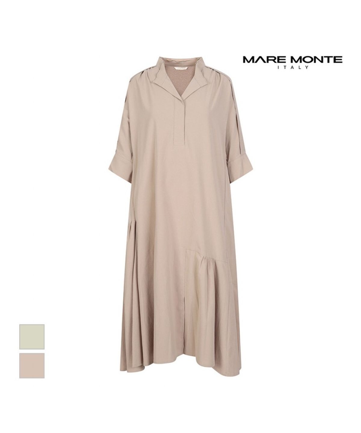 마레몬떼(MAREMONTE) 트임넥 루즈핏 롱 원피스_M235MOP27M0