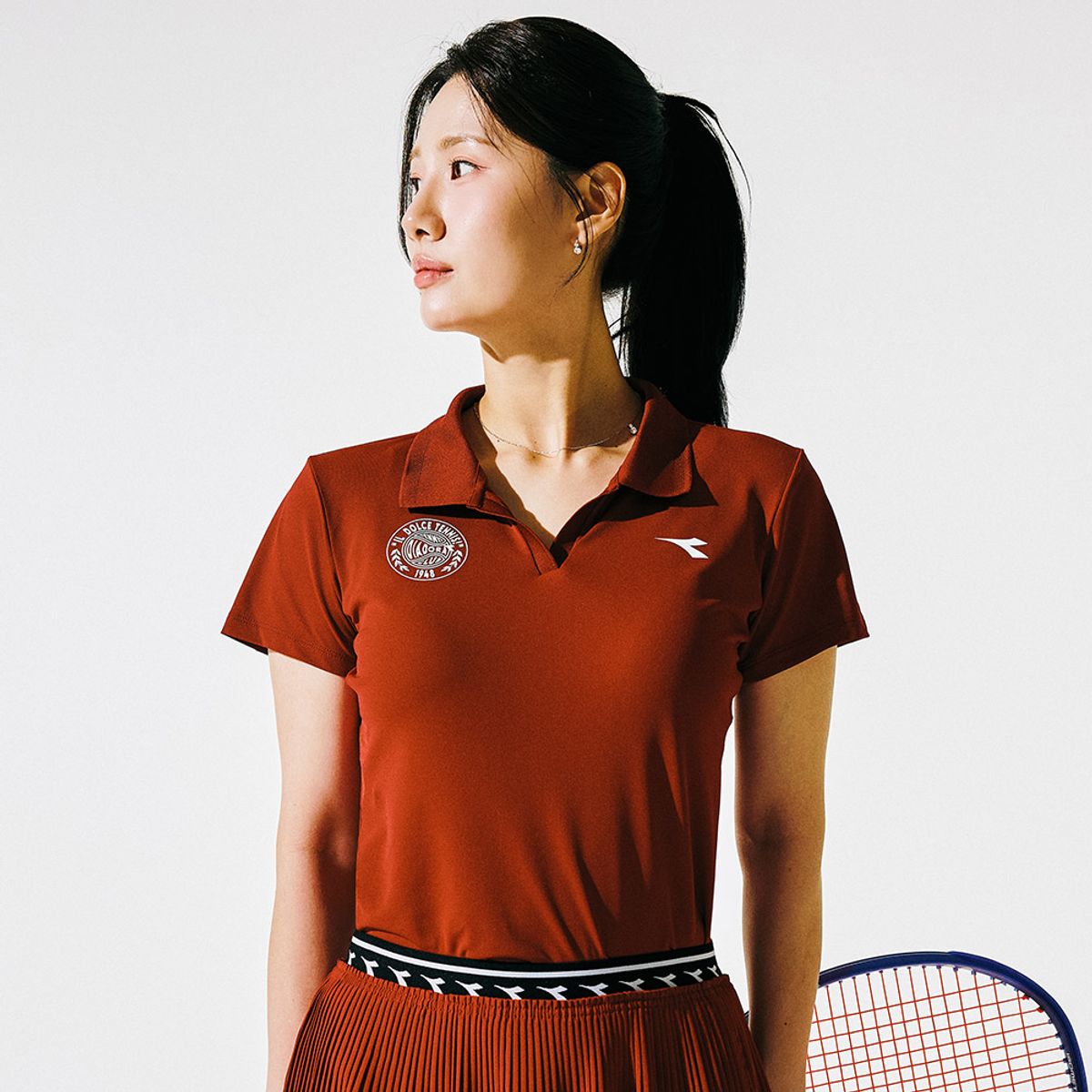 디아도라(diadora) 이지 무빙 PK 카라 반팔 티셔츠 우먼 RED