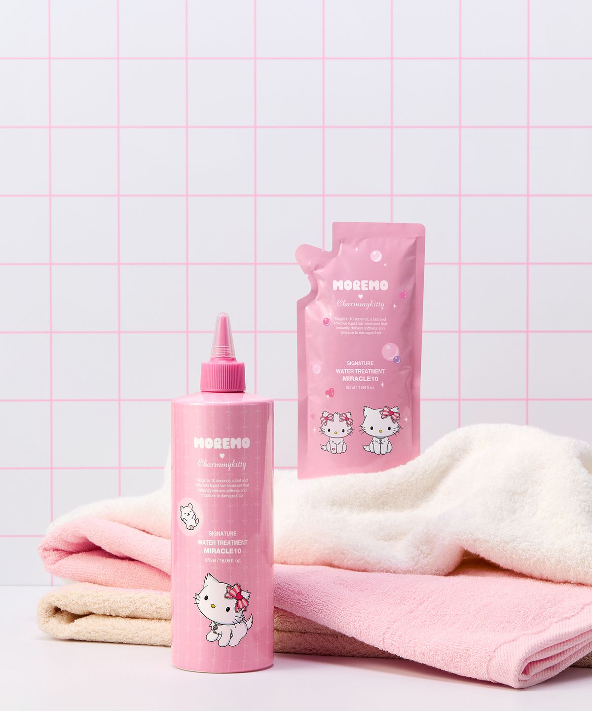 모레모(MOREMO) [챠미키티 에디션] 모레모 워터 트리트먼트 475ml 기획 (+50ml+스트링 파우치 )