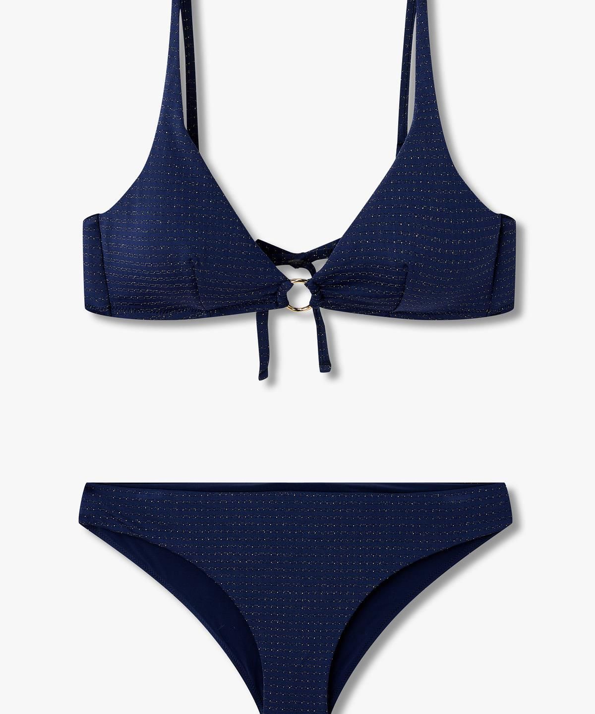 엠포리오 아르마니 언더웨어(EMPORIO ARMANI UNDERWEAR) 여성 메탈릭 링 디테일 비키니 _블루_0826120508