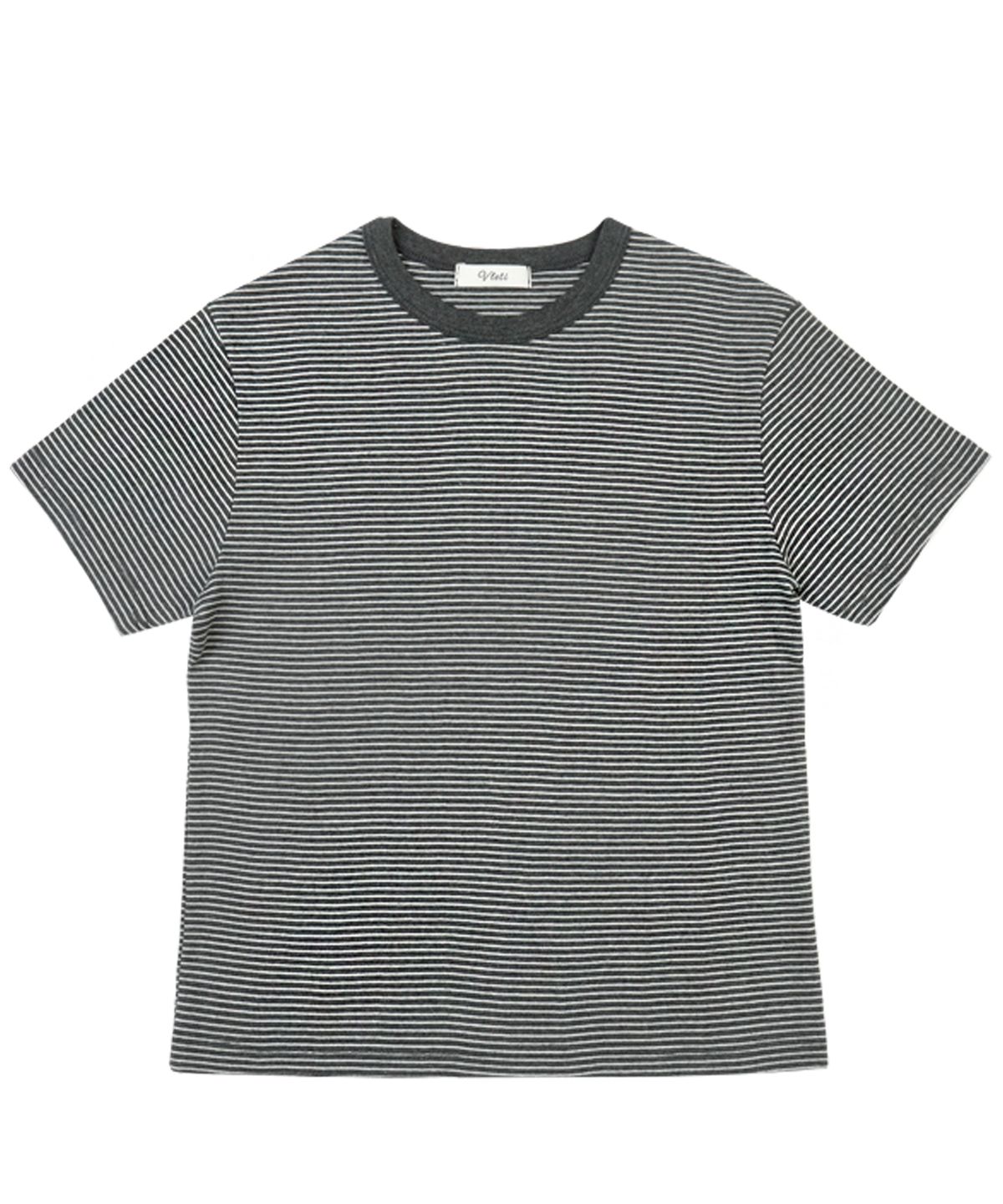 블레티(VLETI) Stripe Ringer Cotton T-shirt (charcoal)