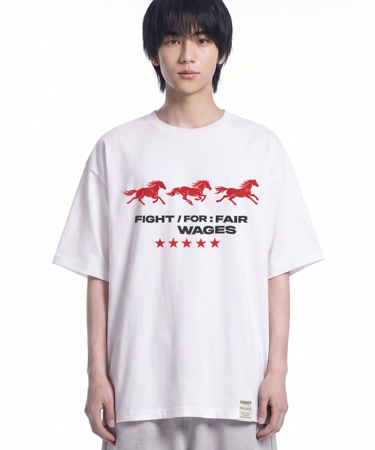 그레이버 오디너리(GRAVER ORDINARY) [ODNR UNISEX]Runing horse 반팔 티셔츠_3color