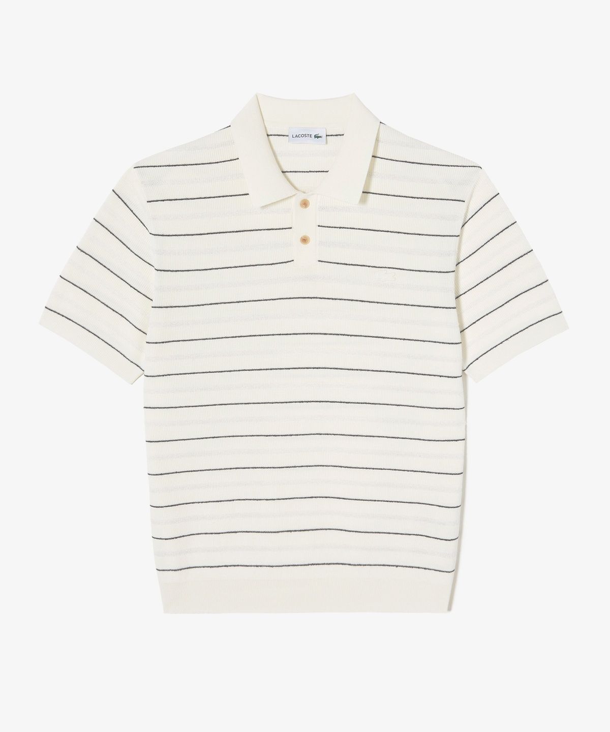라코스테(LACOSTE) 남성 핀 스트라이프 부클 믹스 반팔 스웨터 폴로 셔츠 PH289E-56N 70V
