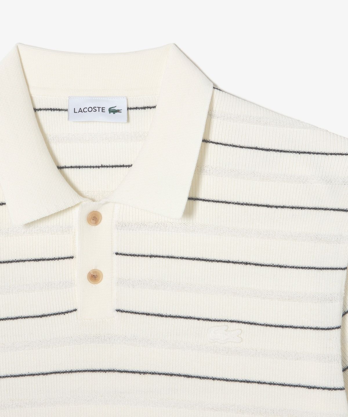 라코스테(LACOSTE) 남성 핀 스트라이프 부클 믹스 반팔 스웨터 폴로 셔츠 PH289E-56N 70V