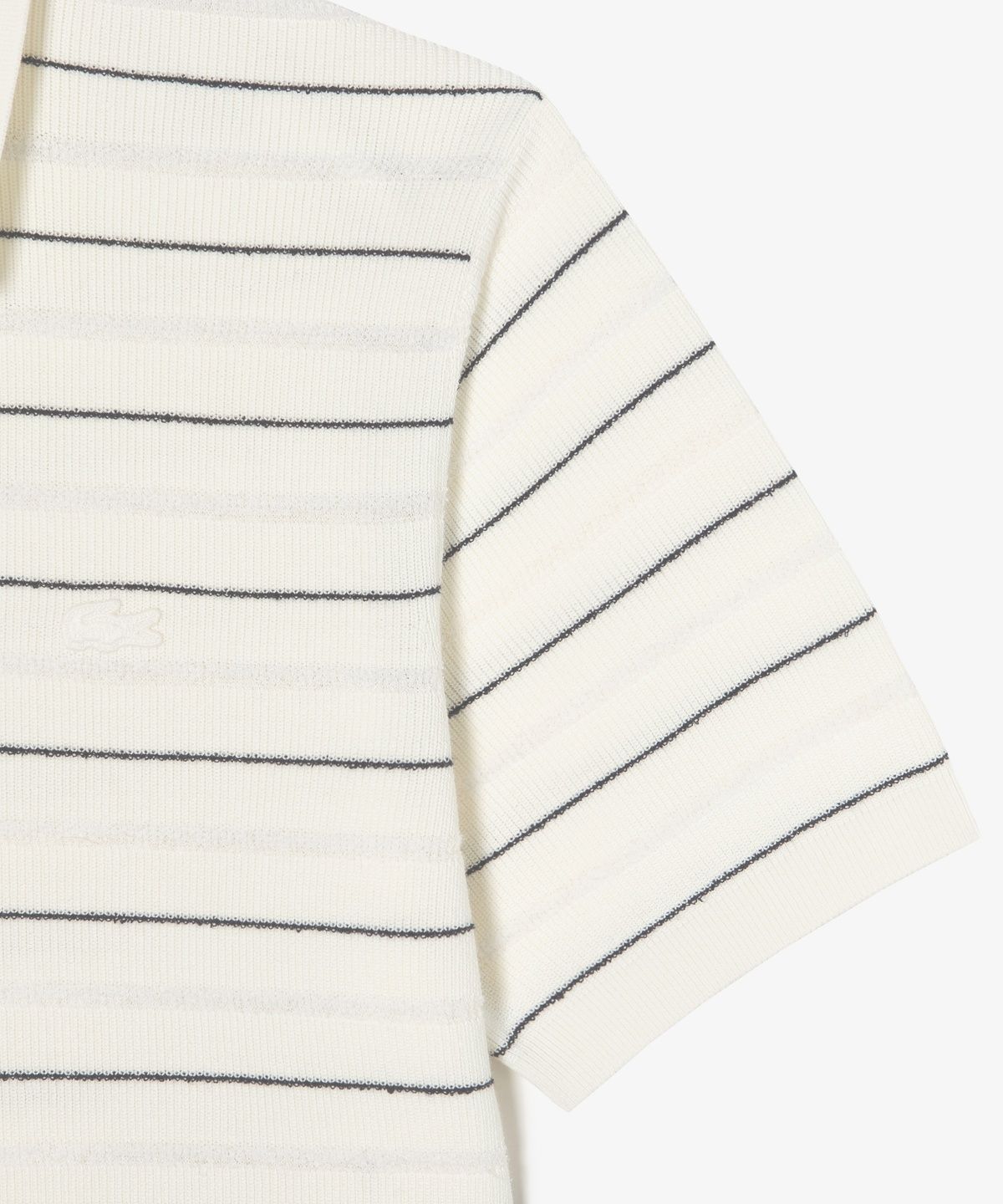 라코스테(LACOSTE) 남성 핀 스트라이프 부클 믹스 반팔 스웨터 폴로 셔츠 PH289E-56N 70V
