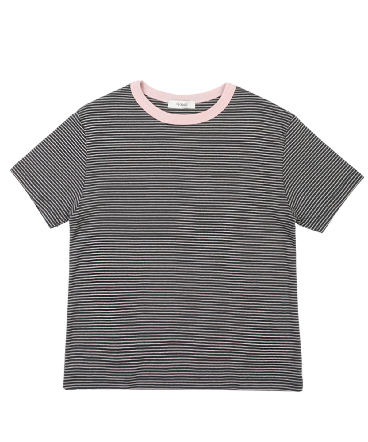 블레티(VLETI) Stripe Ringer Cotton T-shirt (pink)
