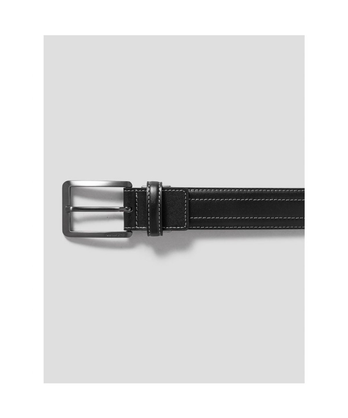 빈폴 액세서리(BEANPOLE ACCESSORY) 가죽 로고엠보 사각 버클 벨트 - 블랙