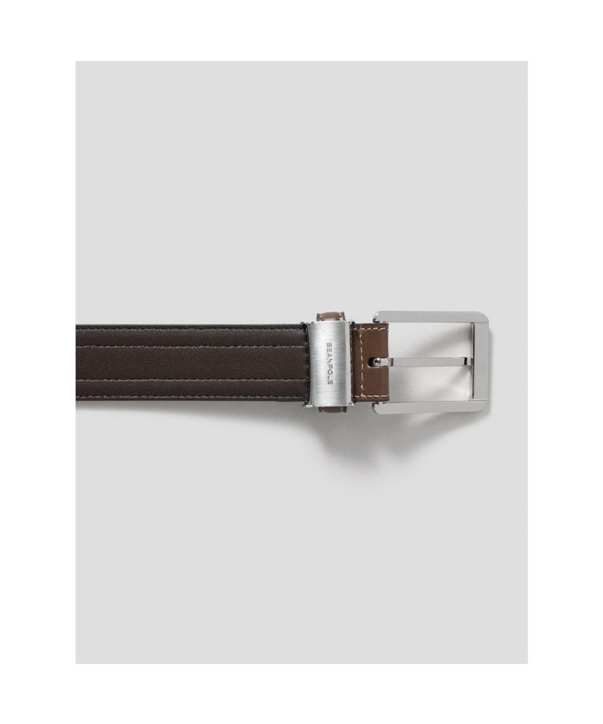빈폴 액세서리(BEANPOLE ACCESSORY) 가죽 로고엠보 사각 버클 벨트 - 브릭