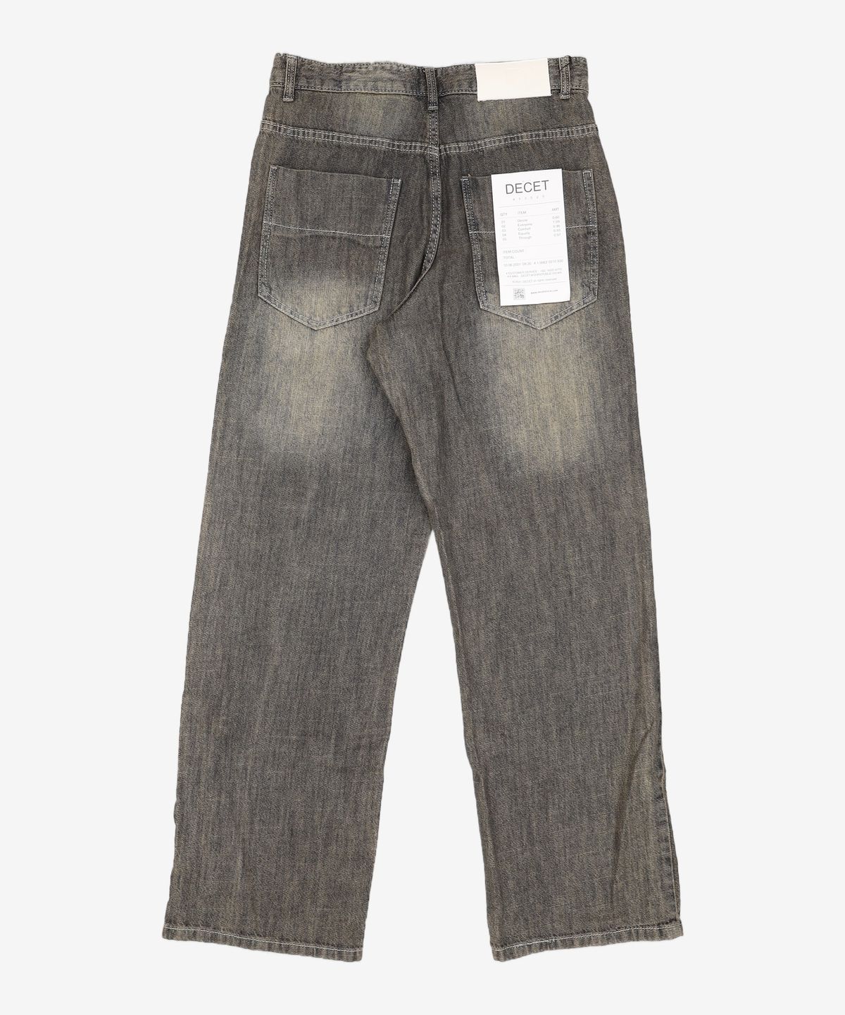 데케트(DECET) [린넨라이크]Linen Like Mid Rise Wide Jeans DCPT039RustGreen 28