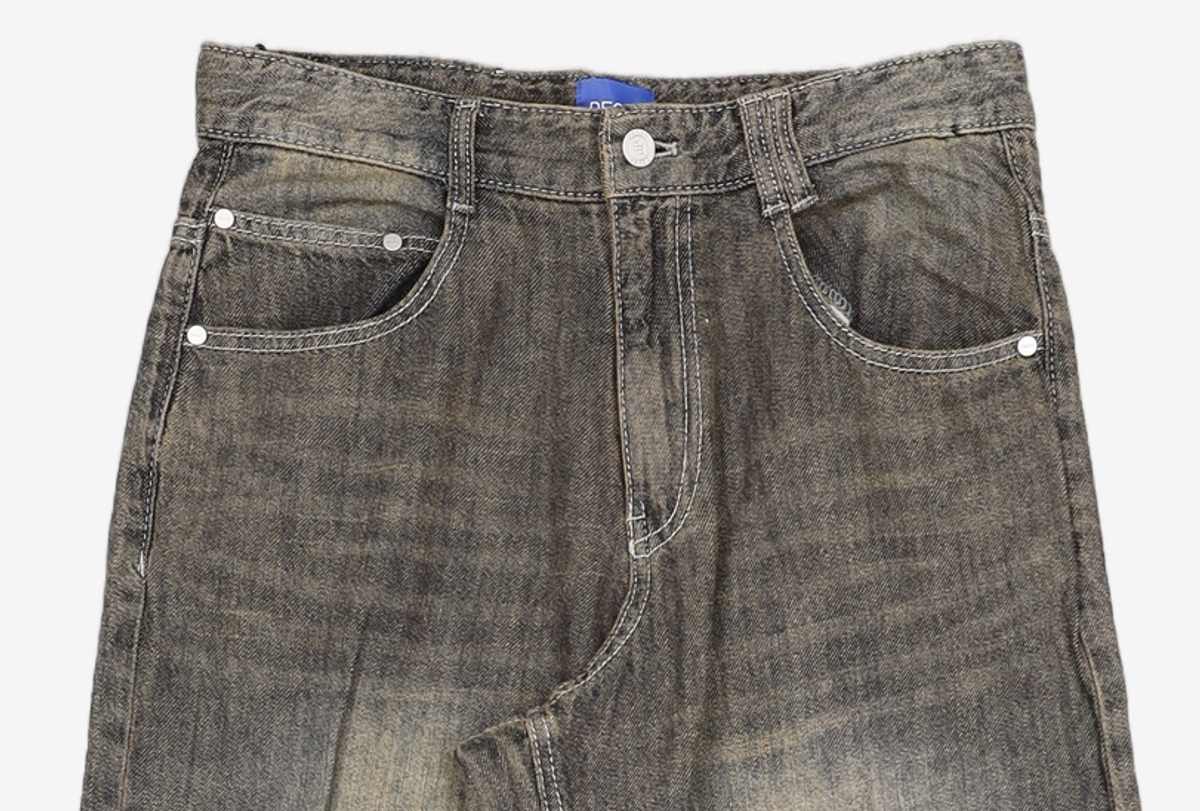 데케트(DECET) [린넨라이크]Linen Like Mid Rise Wide Jeans DCPT039RustGreen 28